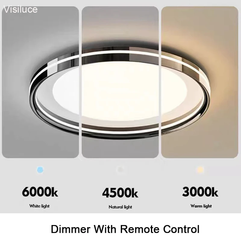 Remote Control Modern Led Ceiling lamp Super Bright Black Round Aluminum For Living Room Bedroom Balcony Ceiling Lights Fixture