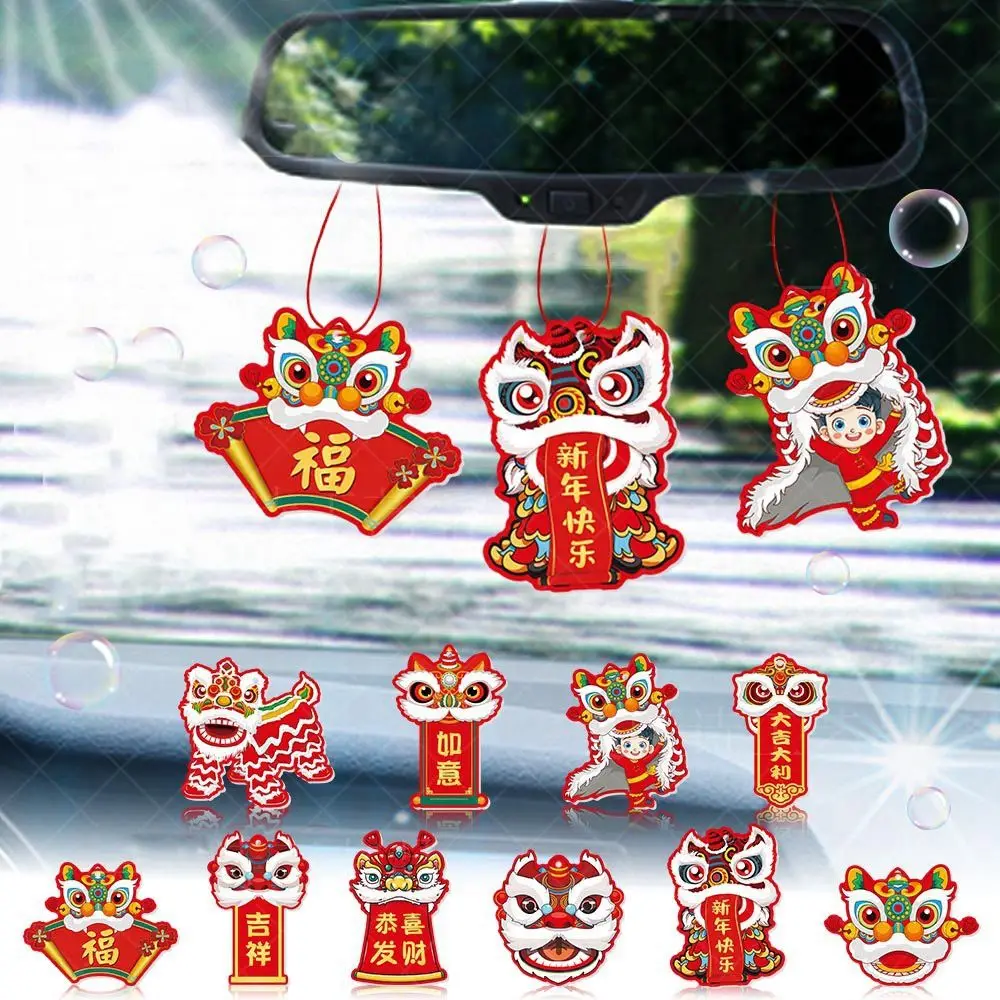 10Pcs/set Dragon Year Lion Dance Hanging Flag Hangable Cartoon Dragon Year Hanging Pendant Paper New Year Lion Banners