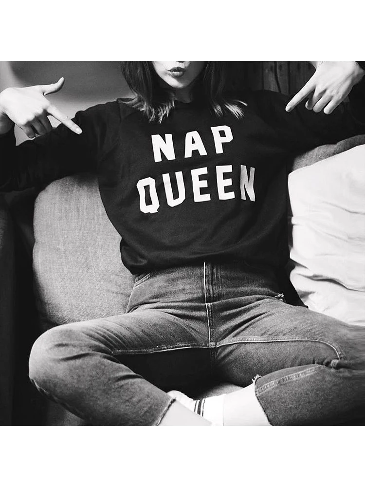 

Nap Queen Sweatshirt Hoodie Pullovers Long Sleeves Harajuku Pullovers Lovely Kawaii Casual Tops O-neck Women's Hooded Sweatshirt