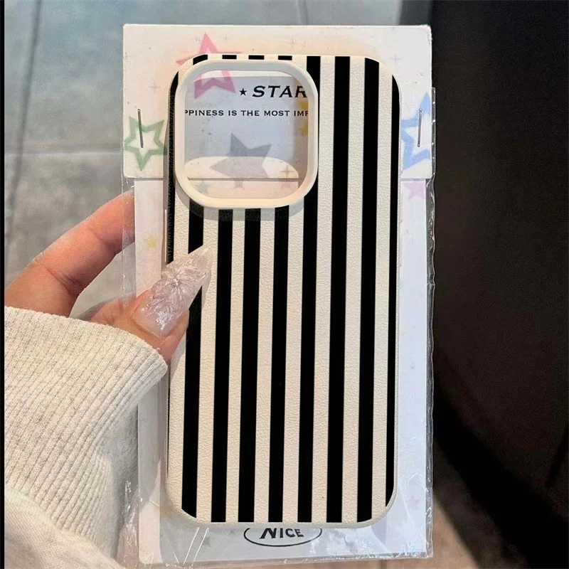 Pink Striped Minimalist INS Couple Phone Case For Samsung A05S A06 A07 A15 A16 A34 A35 A53 A54 S23 S24 S25 Ultra S26 Soft Cover