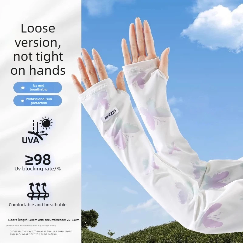 New Sunscreen Ice Sleeves for Women, Summer UV Protection, Ice Silk, Loose & Thin, High Appearance Value Sunscreen Arm Sleeves image 5