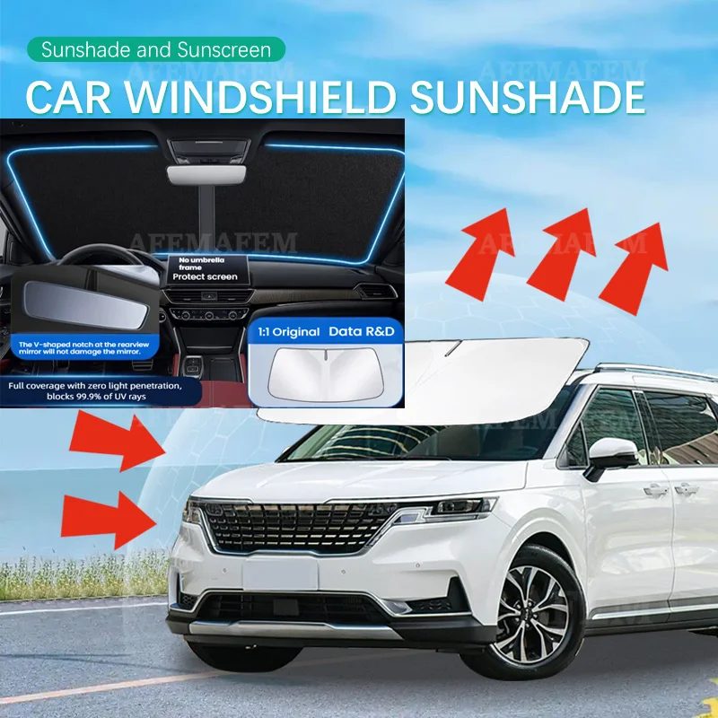 Car Sun Visor Sunshade for KIA Carnival Sedona KA4 Ceed Windshield Heat Insulation Summer Cooling Auto Accessories