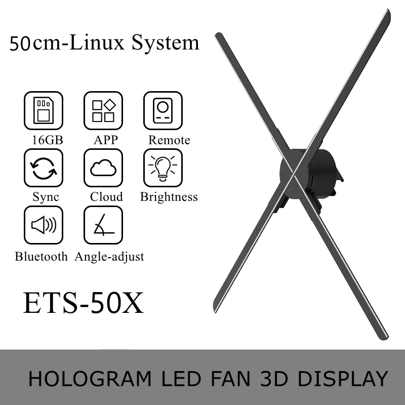 50/56/65/80cm Linux system LED Display 3D Hologram Fan LED Display Advertising  For Holographic APP WIFI Version