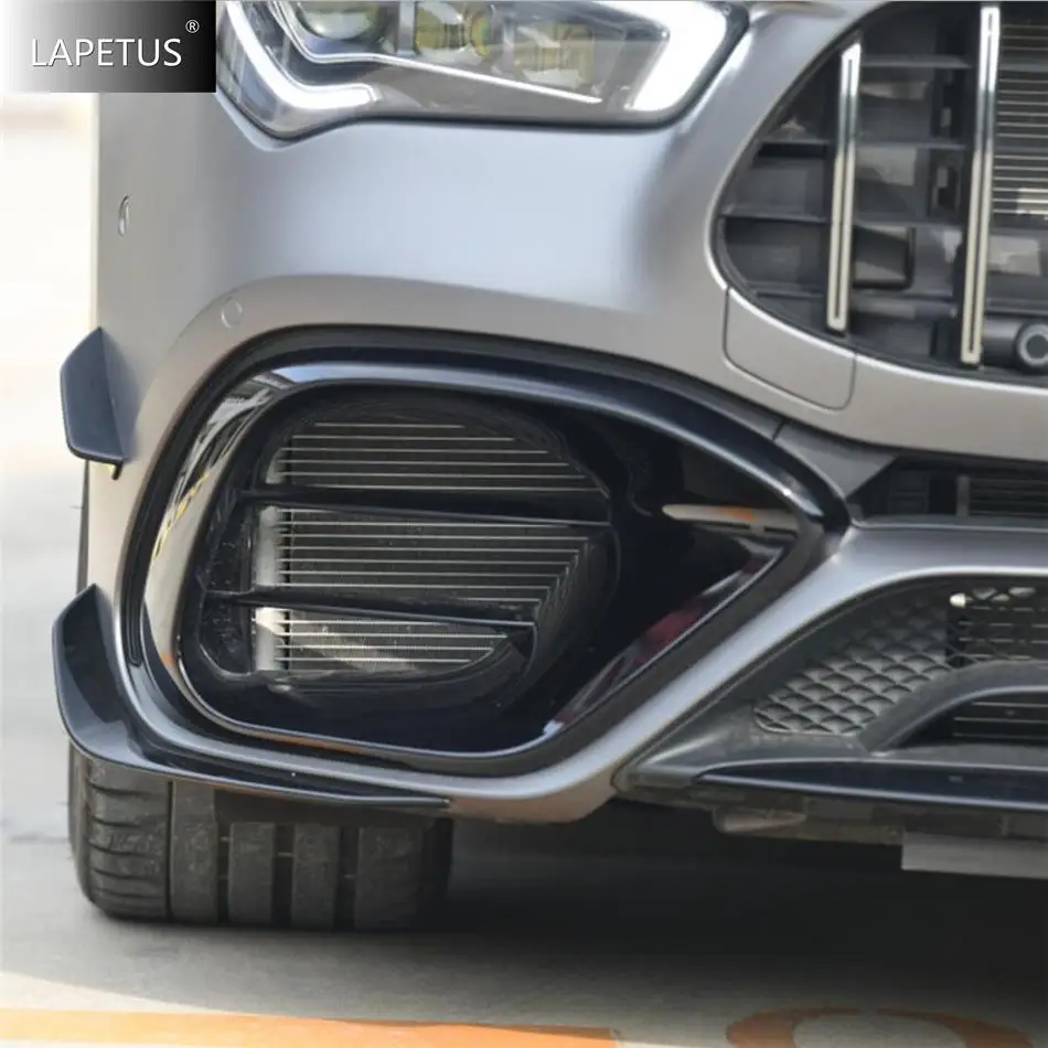 

Black Auto Front Bumper Fog Lights Lamps Air AC Knife Spoiler Accessories Cover Trim For Mercedes Benz CLA45 AMG C118 2020 2021