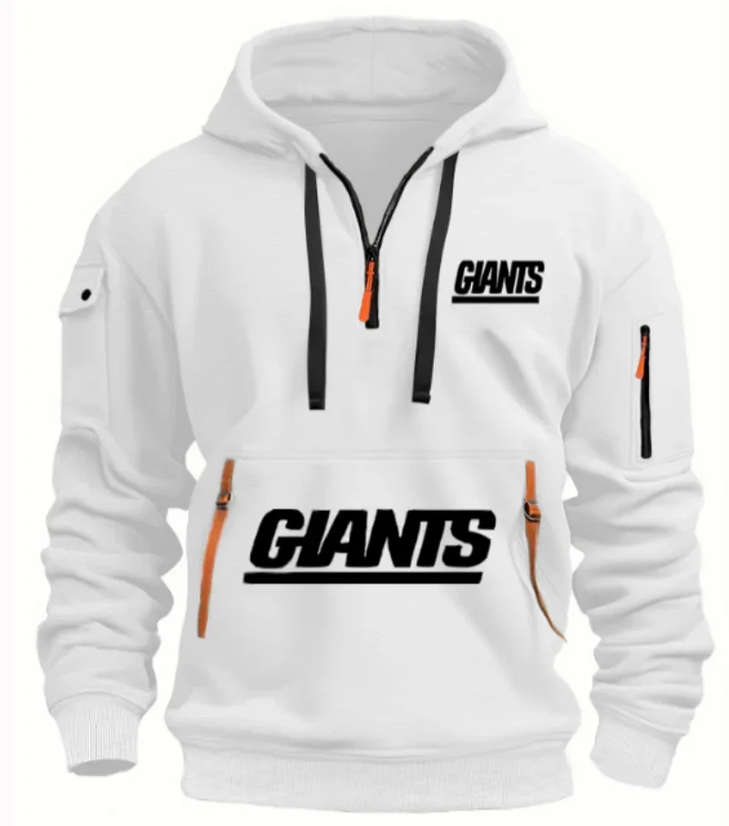 

The 2025 new men's autumn and winter half-zipper multi-pocket pullover, casual fitness hoodie, fashionable and warm sweatshirt