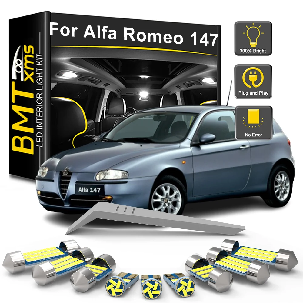 

BMTxms 10PCS LED Interior Light Bulb Kit For Alfa Romeo 147 2000-2004 2005 2006 2007 2008 2009 2010 LED Reading Dome Trunk Lamp