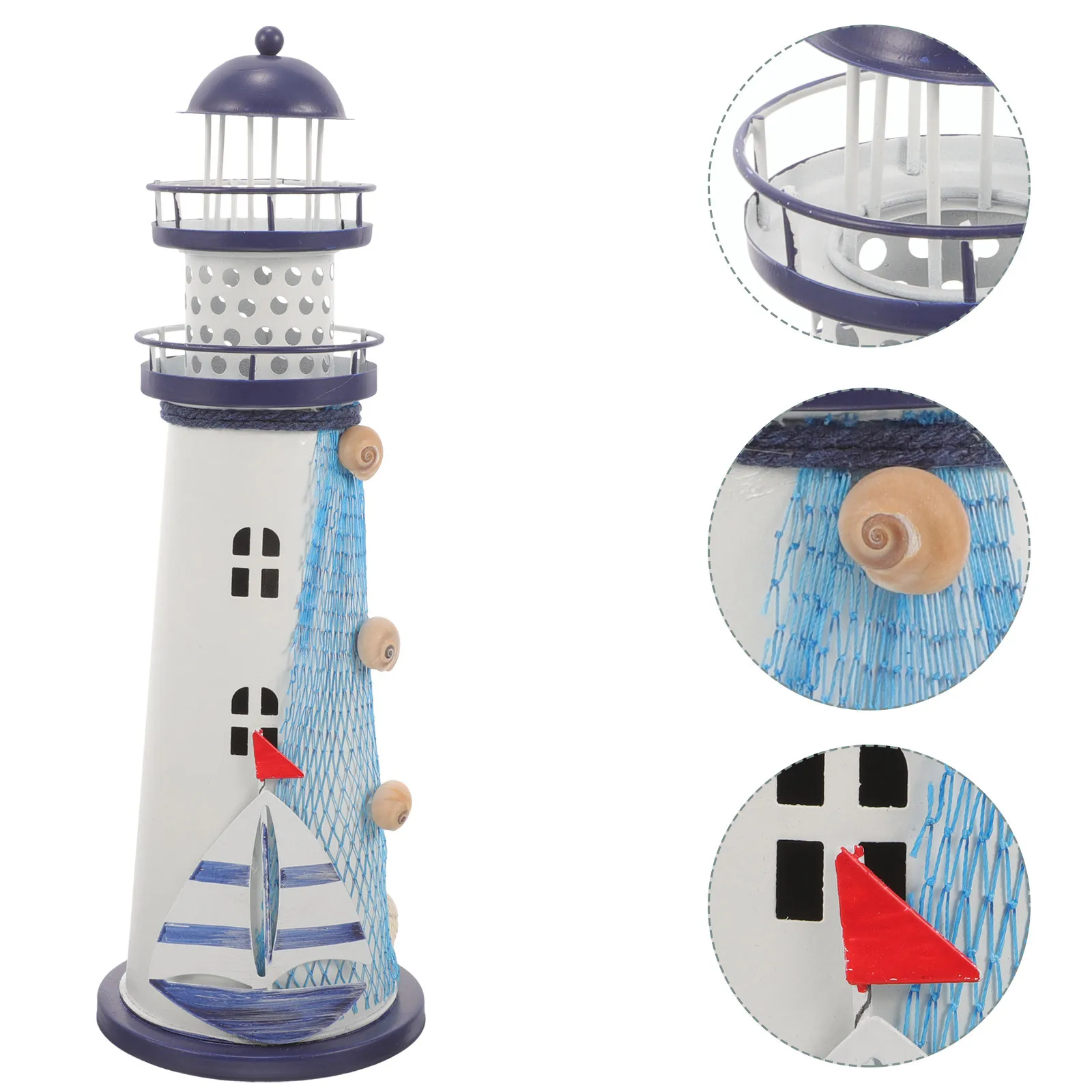 

Iron Lighthouse Lamp Mediterranean Decor Led Lighted Nautical Home Decoration Tall Living Room Bedroom Desk Accessory