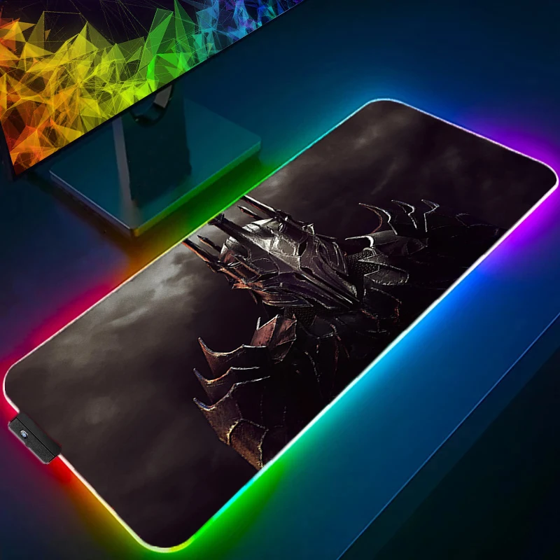 

Коврик для мыши со светодиодной подсветкой RGB, игровой коврик для мыши T-the L-lord of the R-rings, противоскользящий защитный коврик для рабочего стола, коврик для компьютерной клавиатуры, коврик для мыши