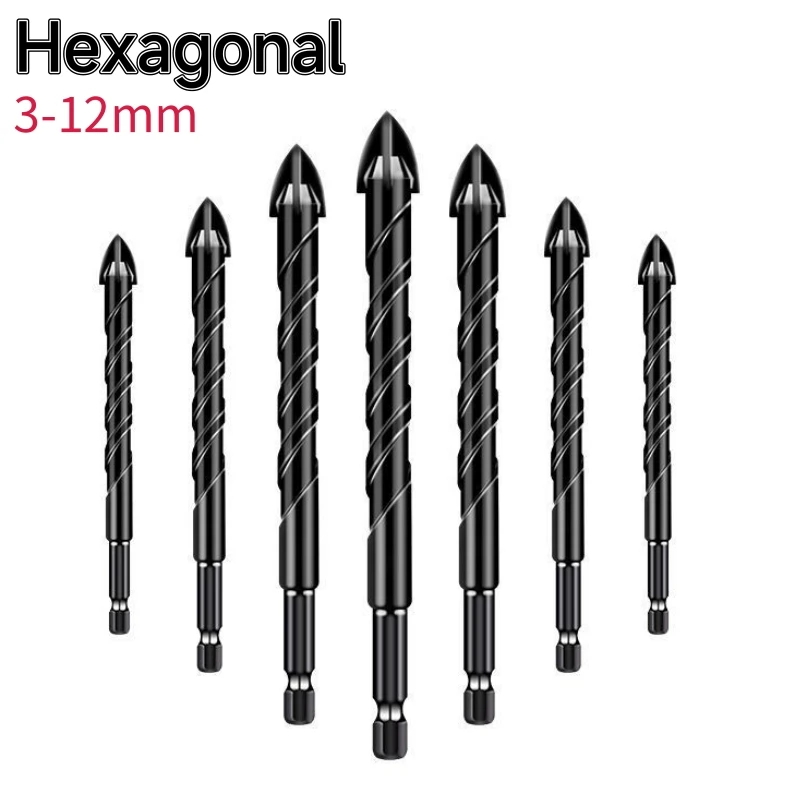 

7pcs Concrete Drill Bit Set 3-12mm Masonry Drill Bits Set Carbide For Glass Brick Tile Concrete, Plastic and Wood Driiling Tools