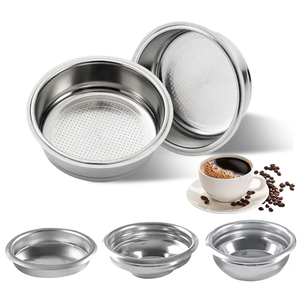 51/58mm 304 Stainless Steel 1/2/Clean Cup Coffee Filter Blind Bowl Non-Pressurized Precision Portafilter For Espresso Machines