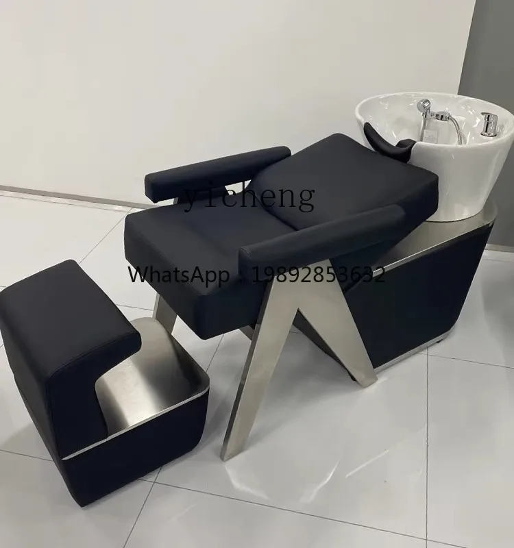 AB  Lying Half Shampoo Chair Barber Shop Hair Salon Flushing Bed Ceramic Basin