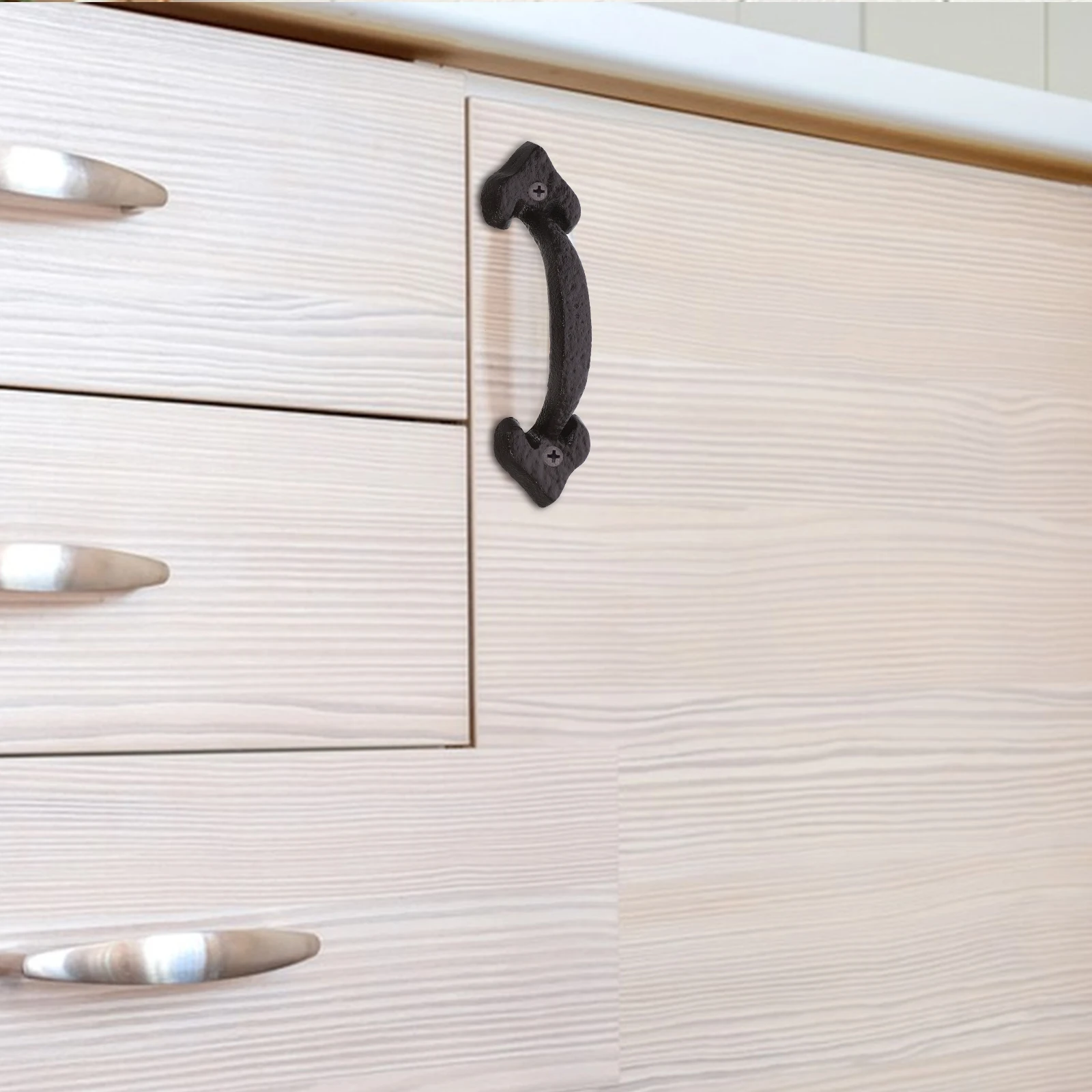 

1 set Cast Iron Drawer Handles Cabinet Door Pulls Vintage Style Durable Metal Kitchen Wardrobe Bathroom Hardware