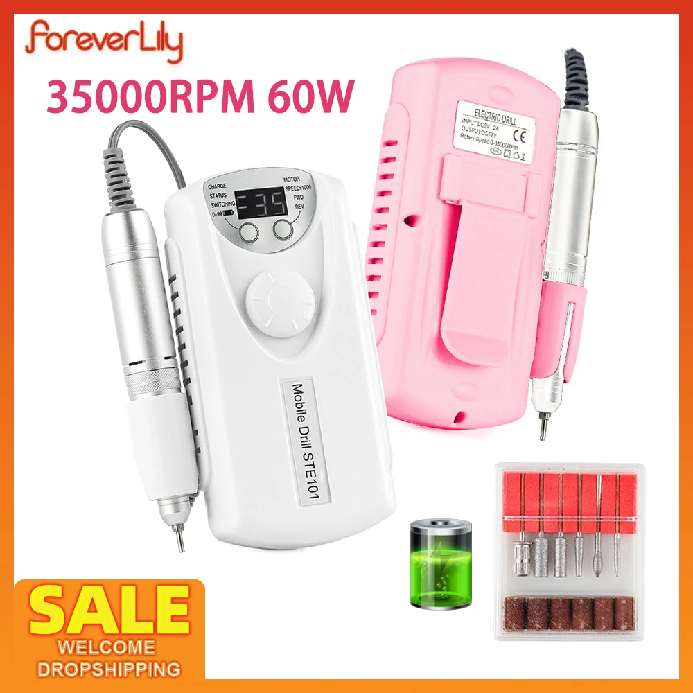 

Wireless Nail Drill Manicure Grinder Machine 35000RPM Nail File Polishing Grinding Machine 65W Nail Milling Cutter Nail Art Tool