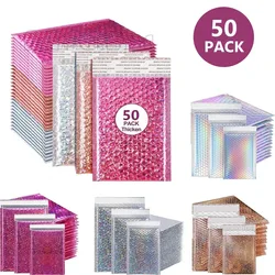 50 pezzi sacchetto di consegna Poly Mailing Kpop forniture per imballaggio autosigillanti Bubble Mailer sacchetti di spedizione olografici piccola impresa in plastica