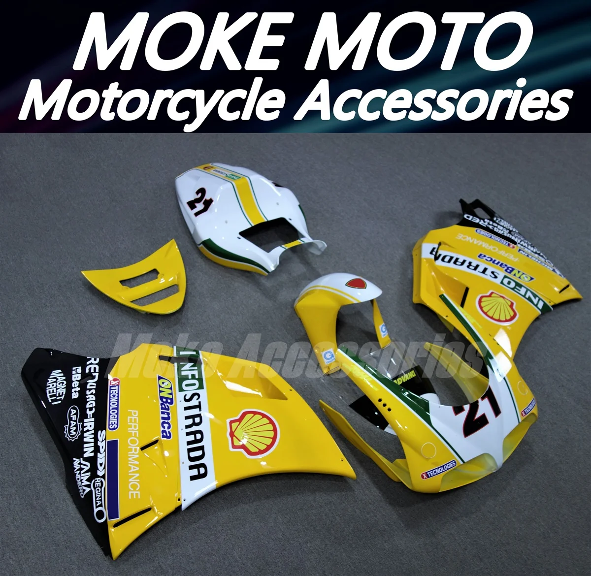 Motorcycle Fairings Kit Fit For 748 916 996 998 Bodywork Set Abs High Quality Injection New White Yellow