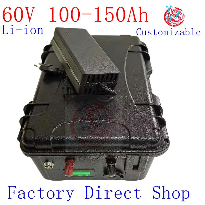 Metal case 60v 100Ah Lithium battery li-ion High power 5000w for RV boat motor solar wind energy UPS + 10A charger Not lead acid