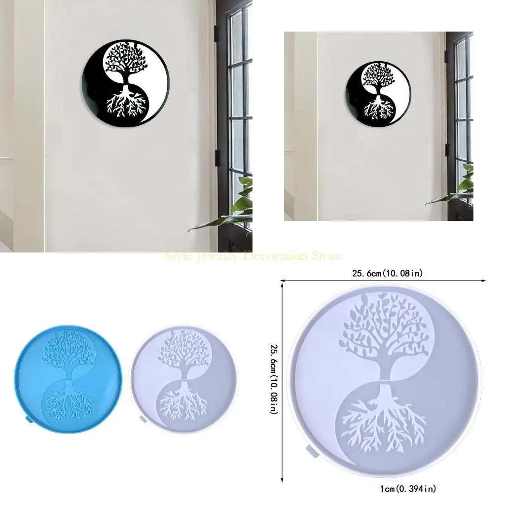 

D46E Moons Wall Art Silicone Molds Tree-of-Life Silicone Mold for Epoxy Resin Casting