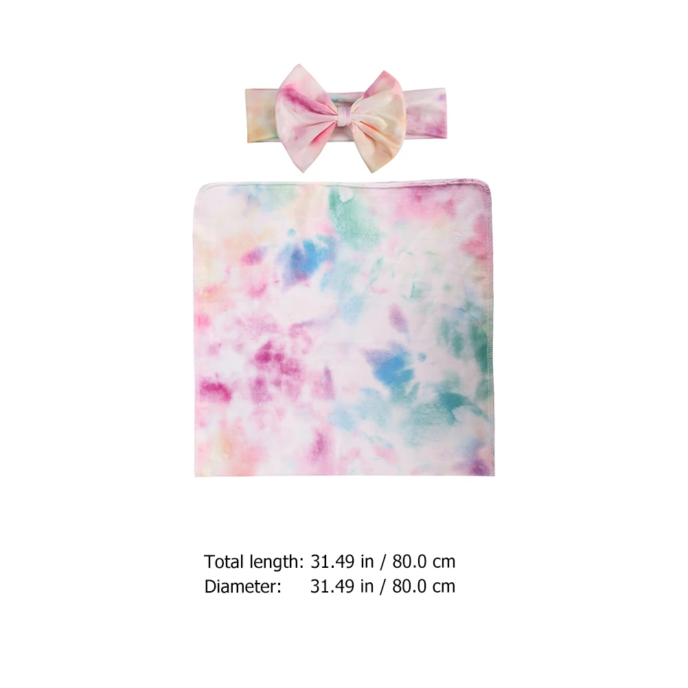 

1Set Baby Swaddle Newborn Wrap Bow Headband Printed Soft Comfortable Blanket Infant Photography Prop Lovely Printed Wrap