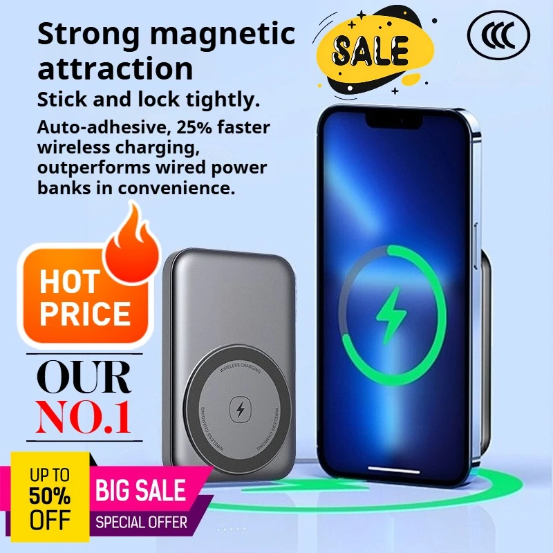 

Магнитный беспроводной внешний аккумулятор 10000 мАч, портативный аккумулятор с быстрой зарядкой, подходящий для Xiaomi, Huawei, Samsung