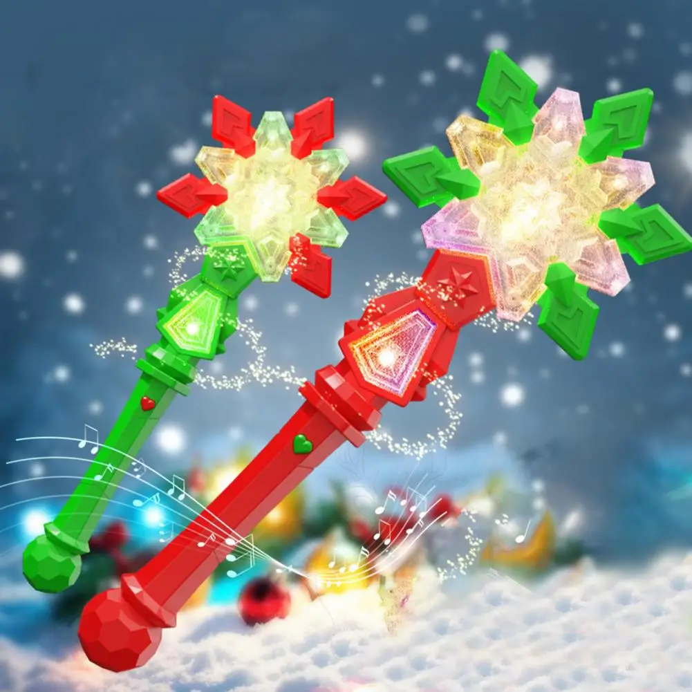 Glow Stick with Sound Effects Light-up Wand Toy Snowflake Wand with Sound Lights for Kids Princess Birthday Party Supplies