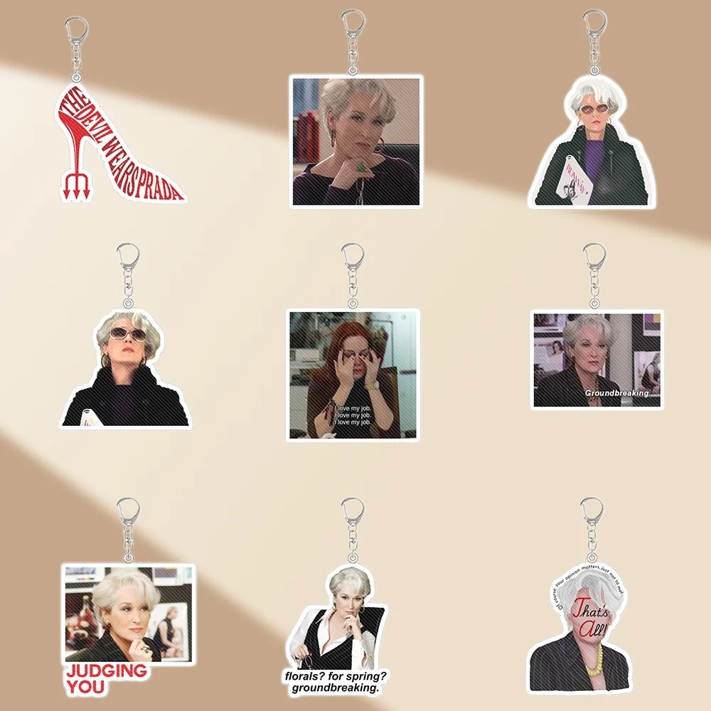 For Popular Movie TDWP Miranda Priestly Peripheral Acrylic KeyChain Custom Cartoons Creativity Backpack Pendant Festival Gift