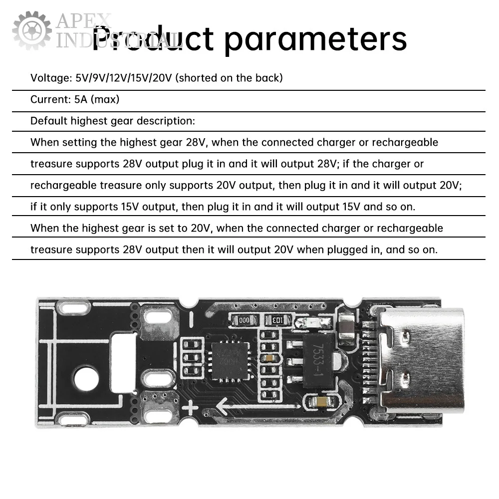 140W 5A Tipe C Ke DC QC PD Umpan Papan Pickup Pengisi Daya Cepat 28V 20V 15V 12V 9V 5V Pemicu Tegangan Mendukung PD3.1 PD QC AFC FCP