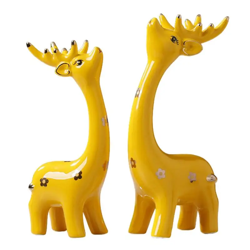 

Deer Figurines Home Decor Reindeer Decor Deer Figurine Deer Statue Ceramic Desk Decor 2 Pcs Reindeer Figurine Collectible