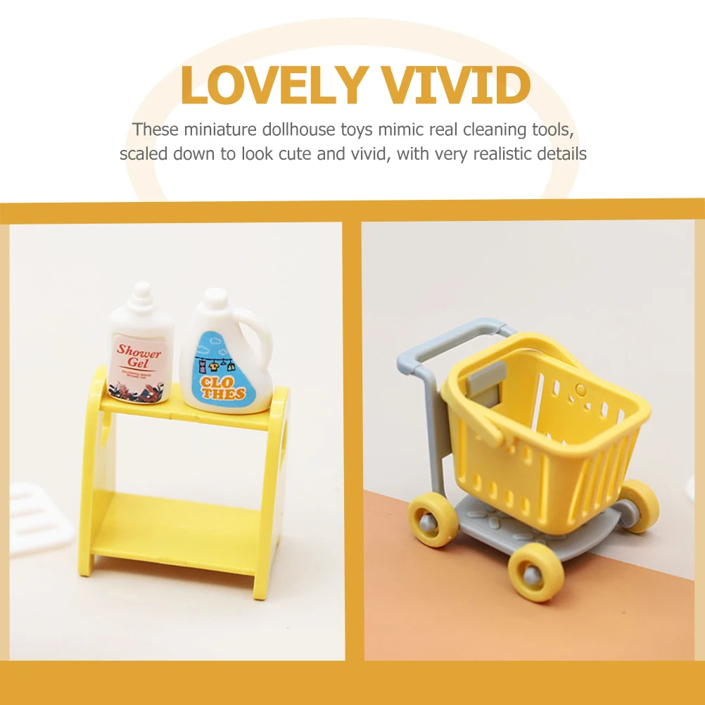

Mini Washing Machine Set Cleaning Toys Play for Kids Toddler Realistic Iron Child