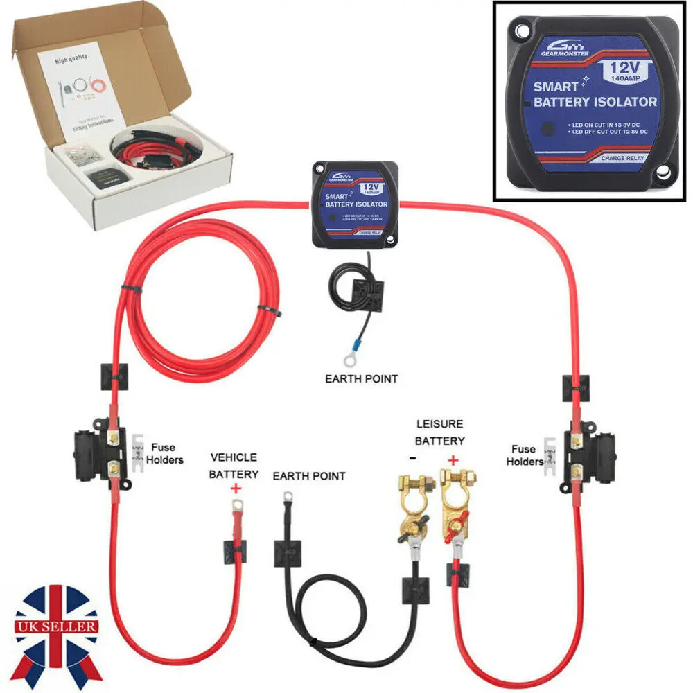 5MTR SPLIT CHARGE KIT RV 12V 140A AMP VSR READY MADE LEADS VOLTAGE SENSE RELAY UK