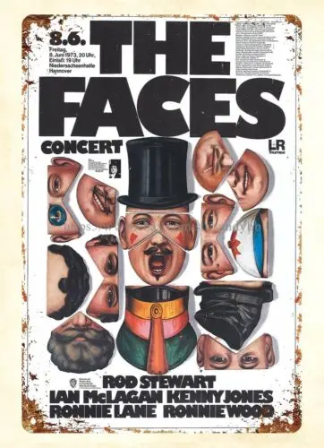 wall decor 1973 The Faces with Rod Stewart German Concert Poster metal tin sign