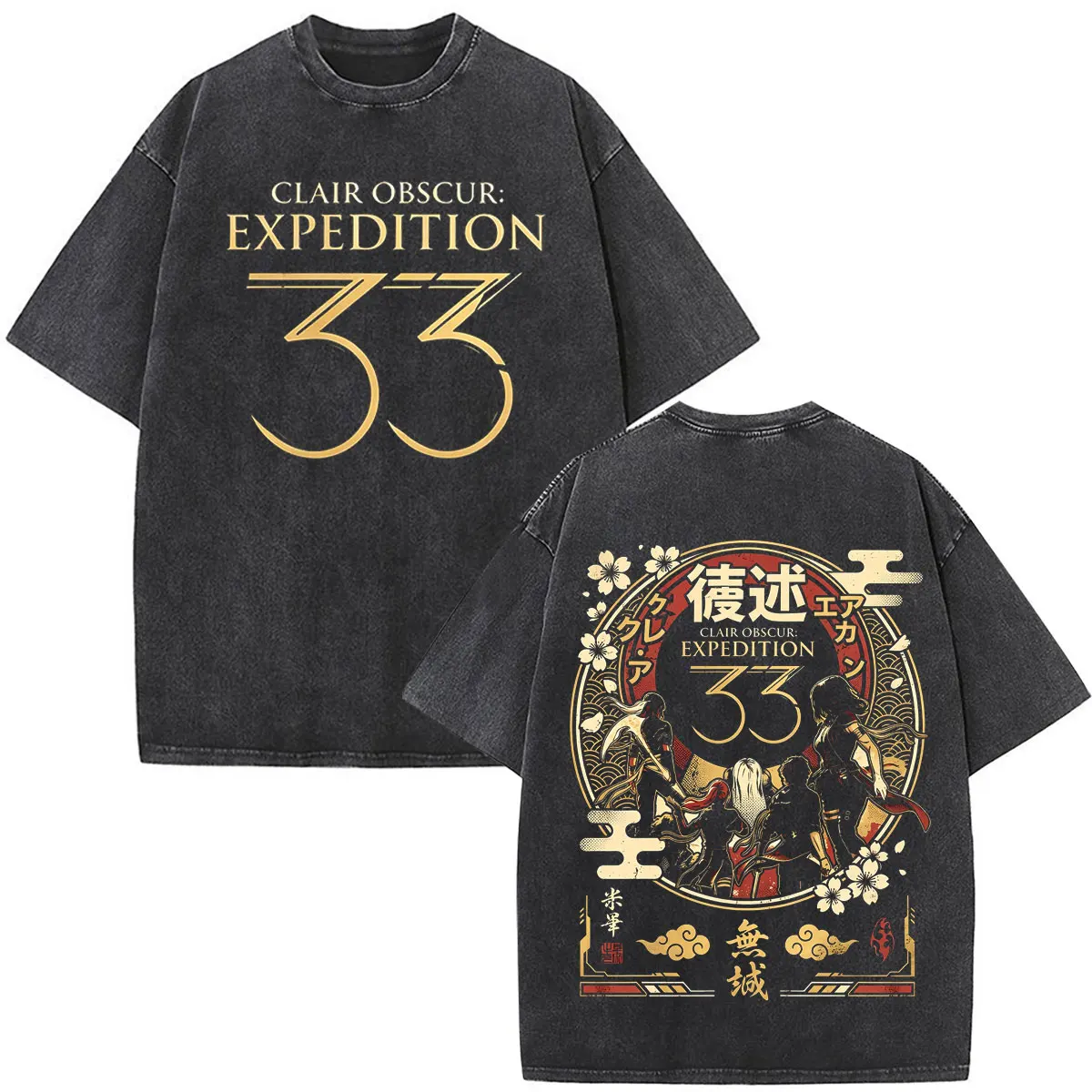 Game Clair Obscur Expedition 33 Washed Vintage T Shirts Men's Women Clothing Fashion Oversized Short Sleeve T-shirts Streetwear