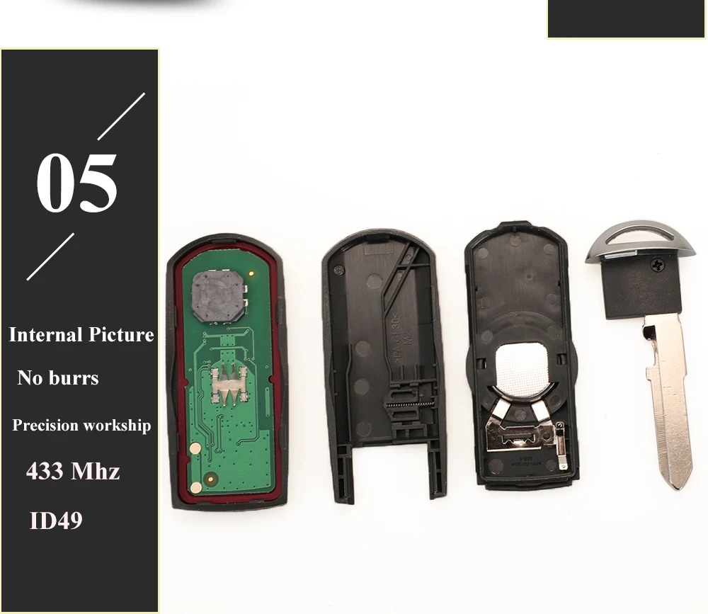 Jingyuqin 433 Mhz ID49 2/3/4 Tasten Smart Key für MAZDA 2 3 6 CX-5 Atenza Axela 2014 + SKE13E-01 SKE13E-02 Auto Fernbedienung Nologo – Detail 11