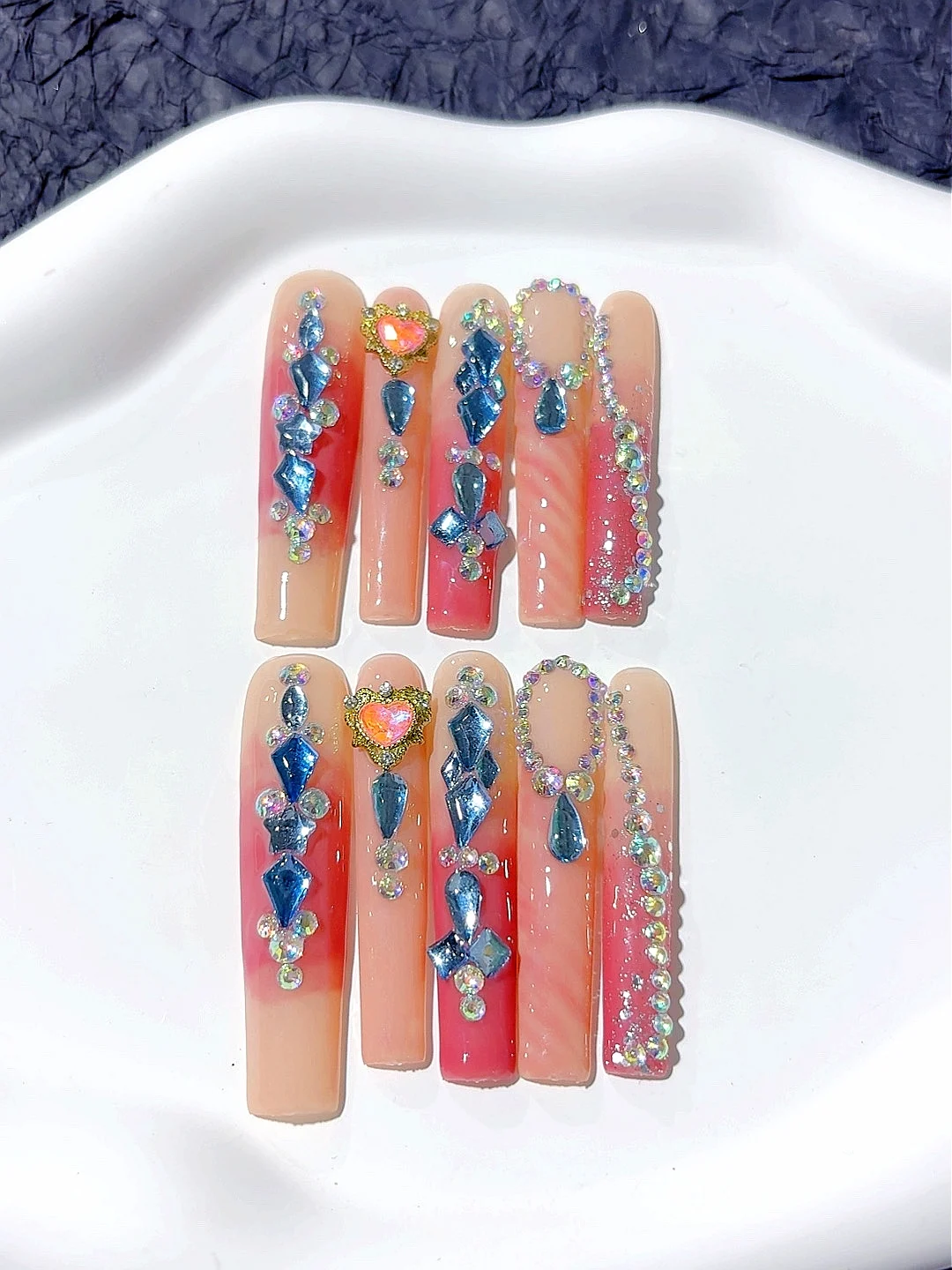 

5cm Gradient Two-Tone Diamond Light Luxury Fashion Nail Art (M030)