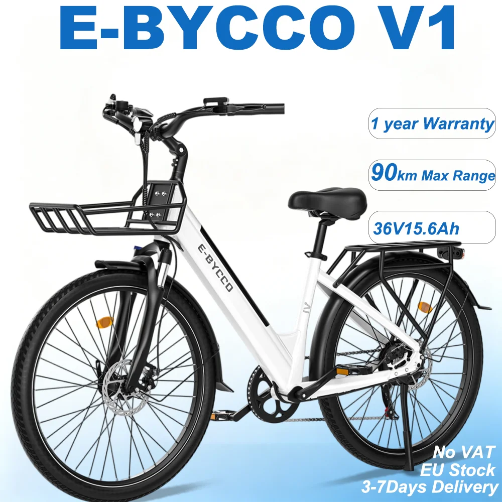 Image of E-Bycco V1, Elektrofahrrad für Erwachsene, Reichweite 90 km, Motor 500 W, 36 V/15,6 Ah herausnehmbarer Akku, 28x1,5 Zoll Reifen, mechanische Scheibenbremsen, geeignet für Erwachsenenfahrten, Reisen