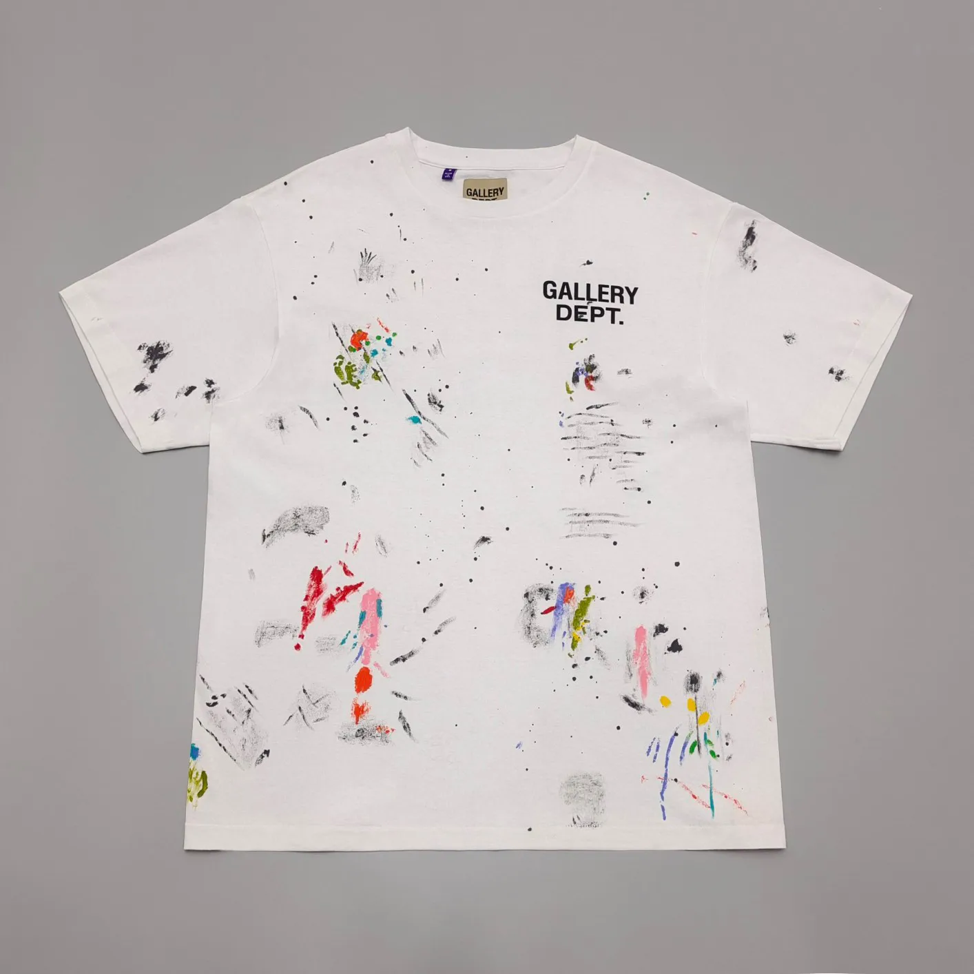 Gallery Dept Hand Painted Splash Ink Graffiti Short Sleeve Basic Letter T-Shirt