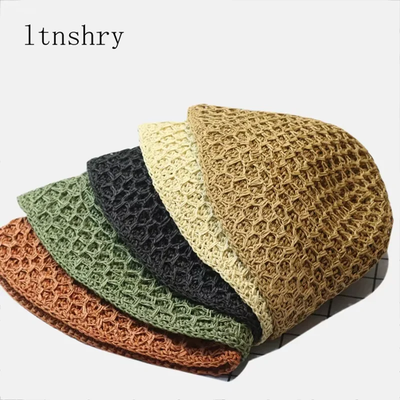 

New Sun Hat Wide Brim Floppy Summer Hats For Women Beach Panama Straw Dome Bucket Hat Femme Shade Hat Solid color
