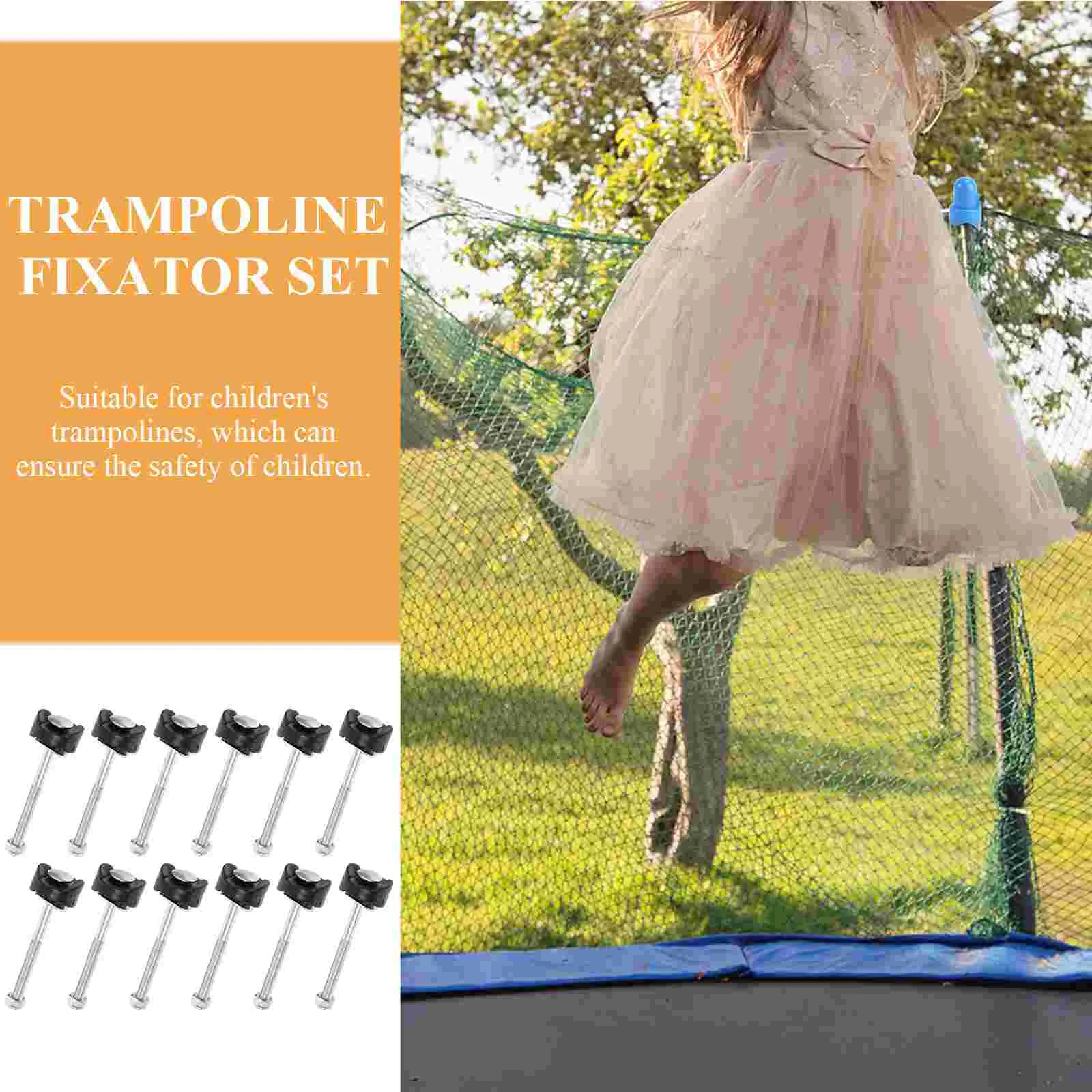 Vis de Trampoline en fer solide, ensemble de fixateurs Anti-chute pour enfants, stabilité de sécurité, Installation facile, écrous de boulons, 12 pièces