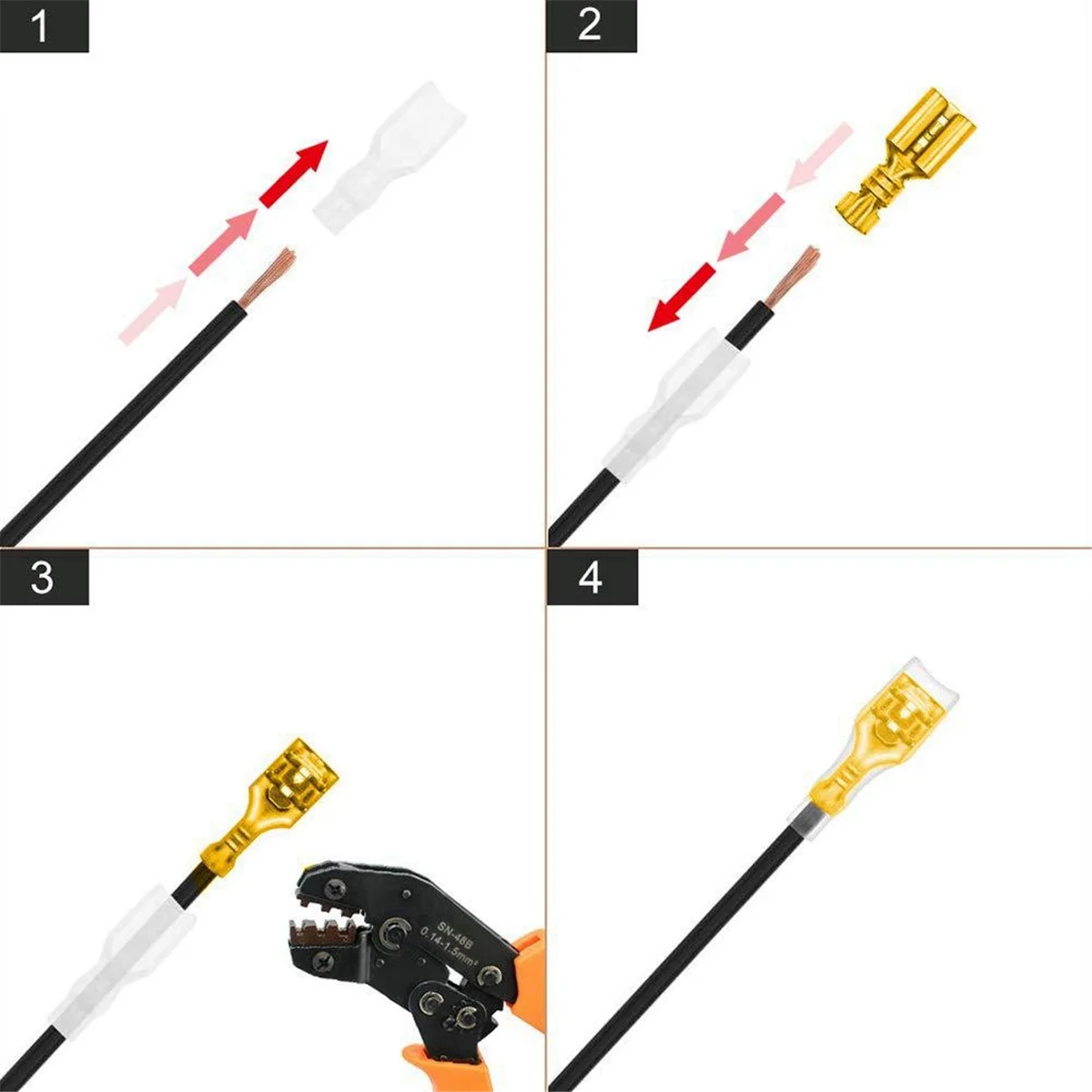 

900Pc Crimp Terminal U/O Shaped Splicing Termination 2.8/4.8/6.3Mm Wire Connector Cable Termination PlierHUG
