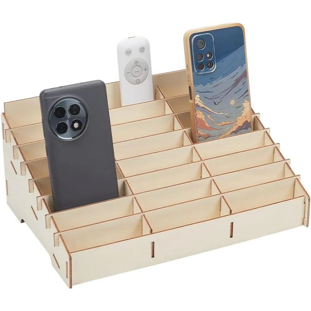 

24 Grid Wooden Cell Phone Holder Phone Display Rack Wooden Phone Organizer Storage Box Phone Desktop Organizer