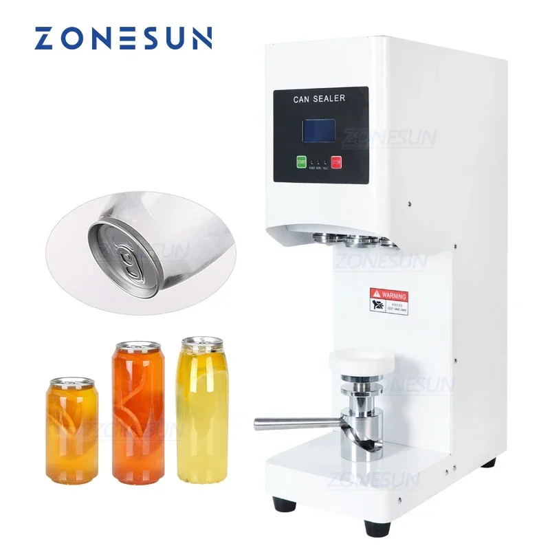 ZONESUN التجارية القصدير يمكن الخياط شبه التلقائي البلاستيك الألومنيوم البيرة المشروبات كولا كوب الشاي باللبن مع قشة الختم آلة السد #1