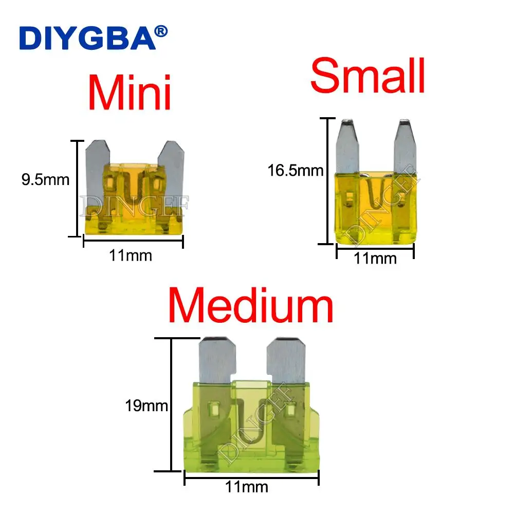 

10 шт./лот, мини-маленькие средние автомобильные предохранители 2A 3A 5A 7,5A 10A 15A 20A 25A 30A 35A 40A, комплект зажимов для усилителя для автомобиля, грузовика