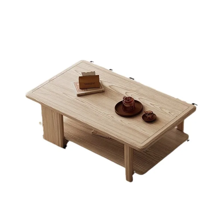 

Solid wood coffee table small apartment living room Nordic tea table ash wood modern simple log tea table TV cabinet combination