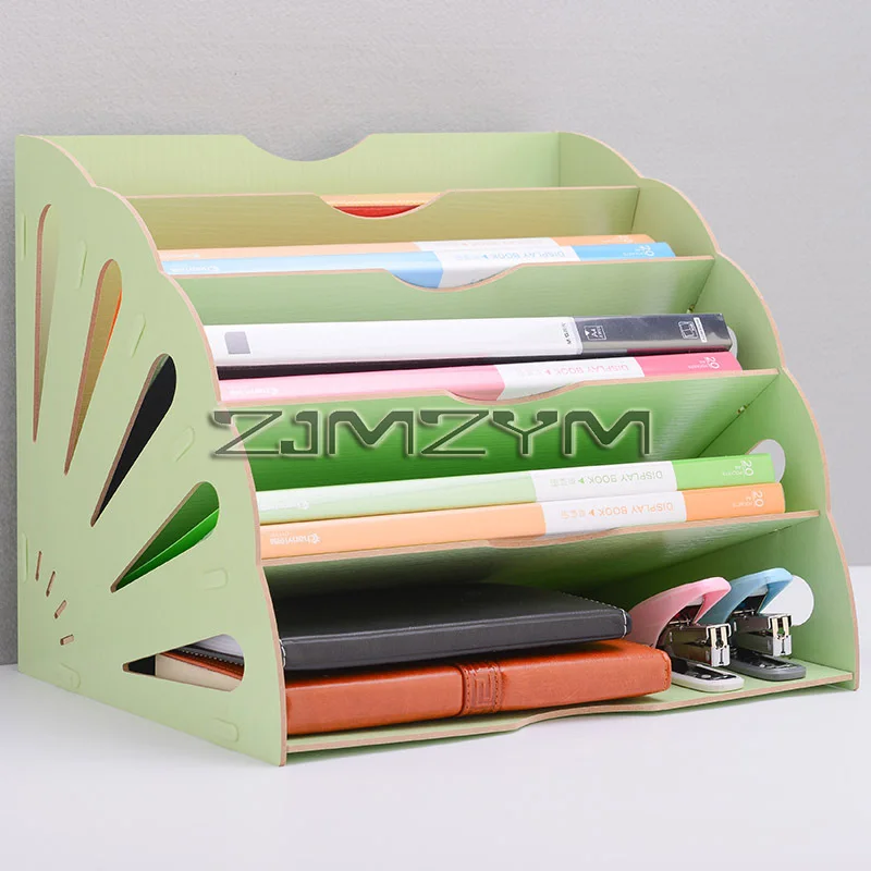 Wooden Fan Shaped Desk File Organizer  Multi-layer Desktop Organizer File Rack Office Stationery Documents File Rack Holder