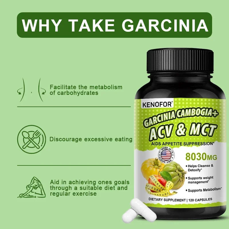 Garcinia Cambogia Weight Loss Capsules 8030 mg Fat Burner for Men and Women Detox Cleansing Beauty Health Food Inhibitor