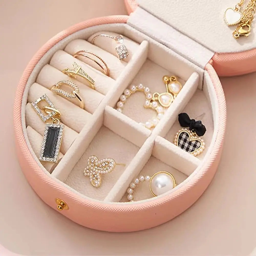 Double Layers Travel Jewelry Display Box Divided with Mirror Portable Earrings Storage Case Waterproof Detachable