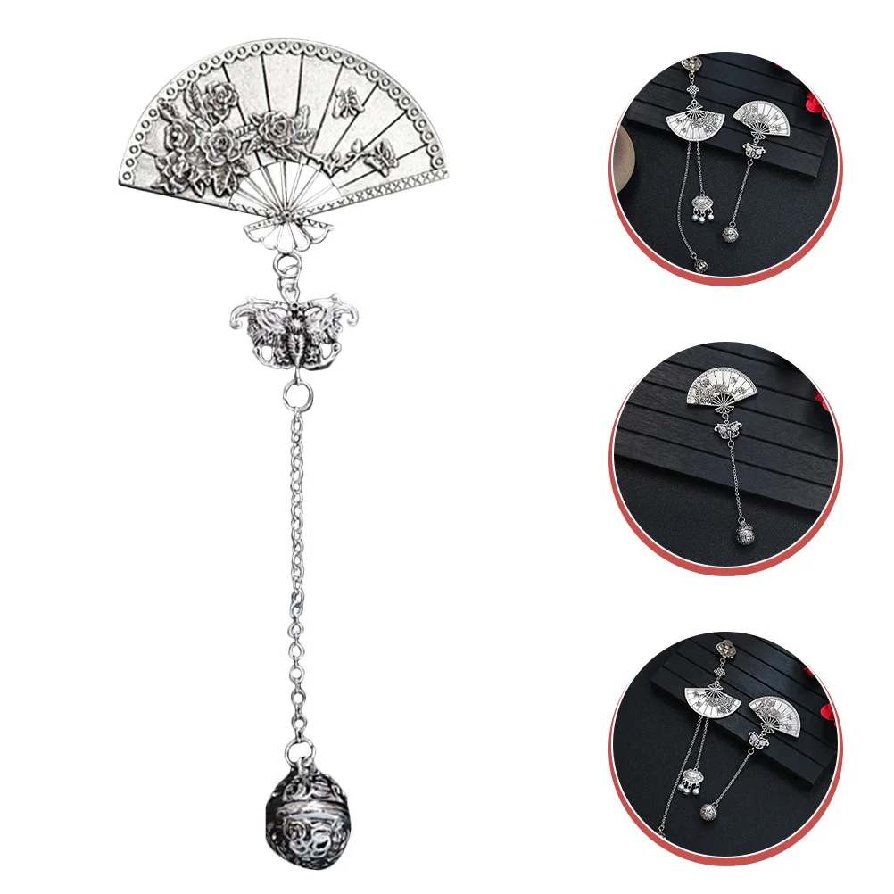 

Chinese Style Fan Shape Brooch Pin Dangle Tassel Vintage Jewelry For Women Elegant Accessory Brooches With Tassel