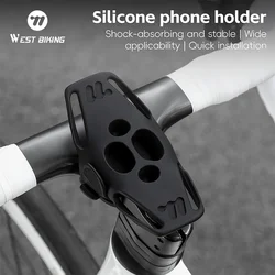 WEST BIKING 4-6.7 Inches Bicycle Motorcycle Mobile Phone Holder Bracket Silicone Support Silicone Pull Type For All Phone Stand