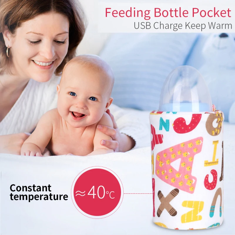 Calentador de botellas con USB, funda calefactora portátil de temperatura constante de 40 ℃, aislamiento térmico de leche, botella de alimentación, bolsa de calentamiento de bebidas