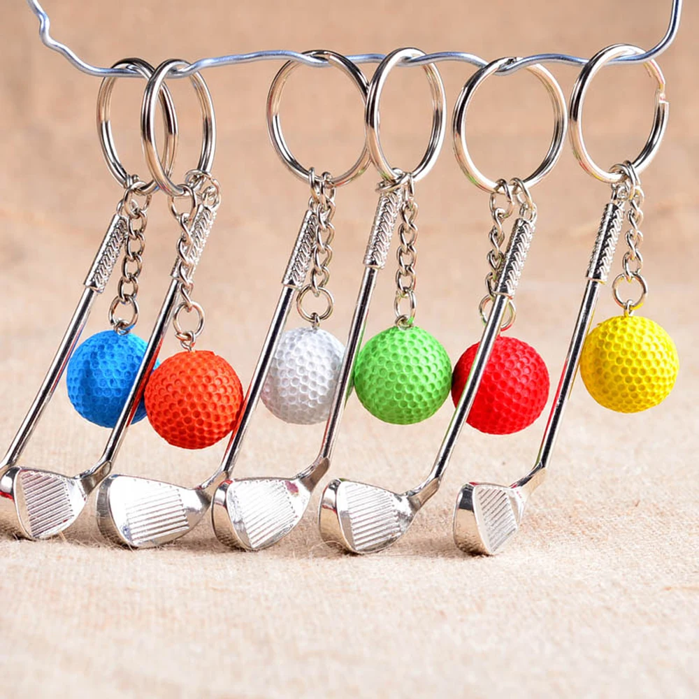 Women Girl Creative Bag Charms Jewelry For Gift Souvenir Ball Ball Pendant Mini Golf Racket Golf Ball Key Chain Metal Keychain