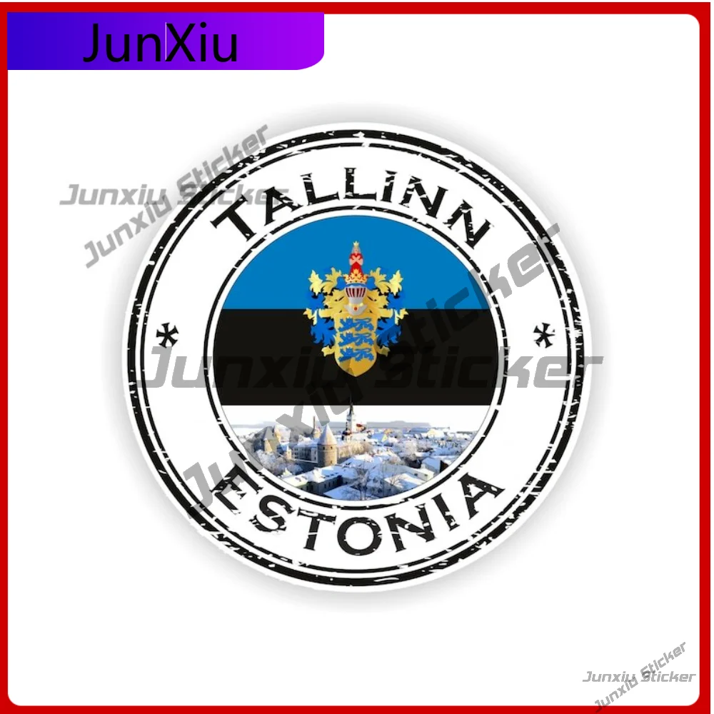 

Tallinn Estonia Seal Sticker Round Long Lasting Vinyl Decal For Helmet Laptop UV Resistant Decoration Auto Accessories Exterior